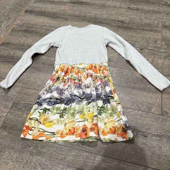Molo Kids Dress - Gray with Multicolor Floral Skirt - Picture 2 of 5
